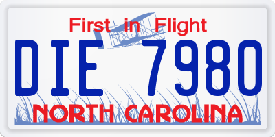NC license plate DIE7980