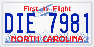 NC license plate DIE7981