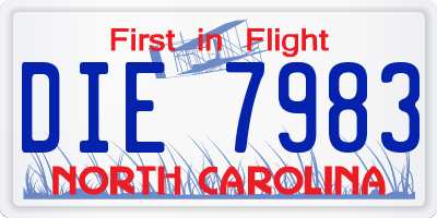 NC license plate DIE7983