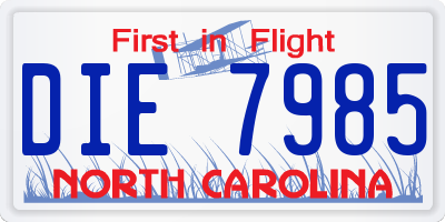 NC license plate DIE7985