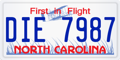 NC license plate DIE7987