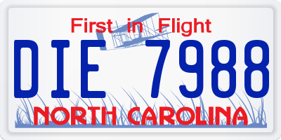 NC license plate DIE7988