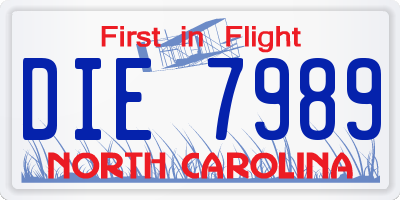 NC license plate DIE7989