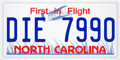 NC license plate DIE7990