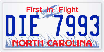 NC license plate DIE7993