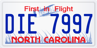 NC license plate DIE7997