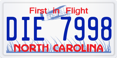 NC license plate DIE7998