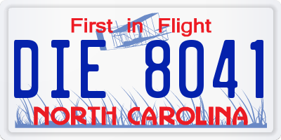 NC license plate DIE8041
