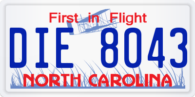 NC license plate DIE8043