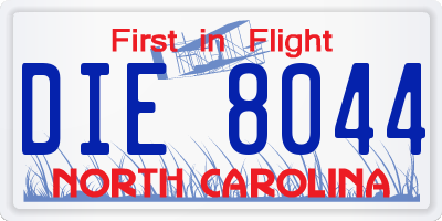 NC license plate DIE8044
