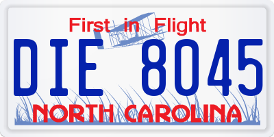 NC license plate DIE8045