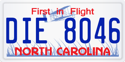 NC license plate DIE8046