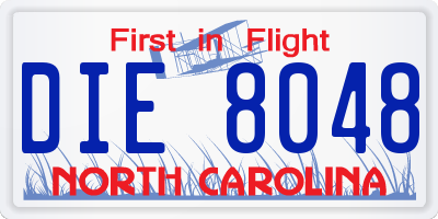 NC license plate DIE8048