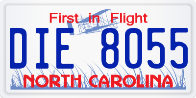NC license plate DIE8055