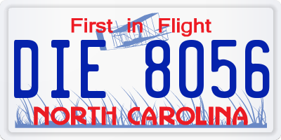 NC license plate DIE8056