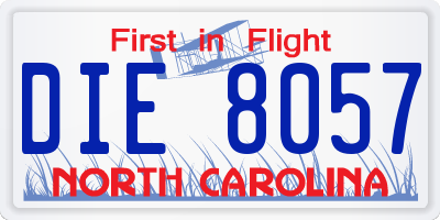 NC license plate DIE8057