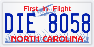NC license plate DIE8058