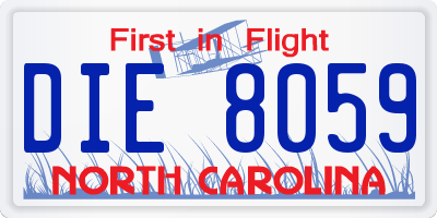 NC license plate DIE8059