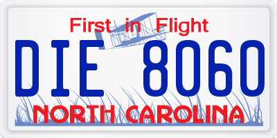 NC license plate DIE8060