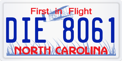 NC license plate DIE8061