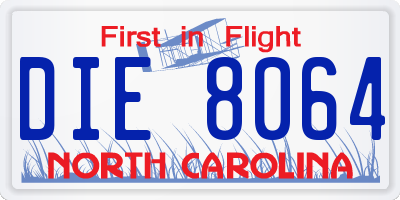 NC license plate DIE8064