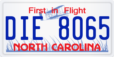 NC license plate DIE8065