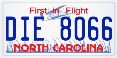 NC license plate DIE8066
