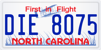 NC license plate DIE8075