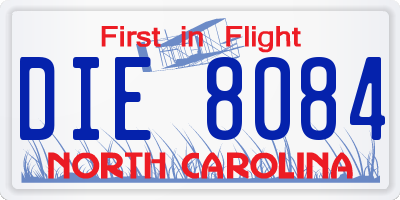 NC license plate DIE8084
