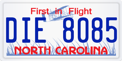 NC license plate DIE8085