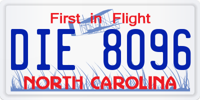 NC license plate DIE8096