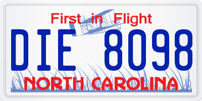 NC license plate DIE8098
