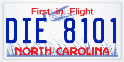 NC license plate DIE8101