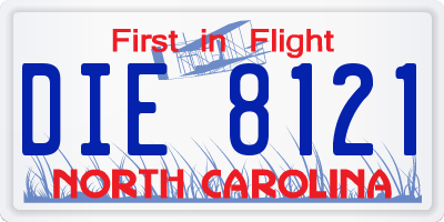 NC license plate DIE8121