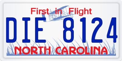 NC license plate DIE8124