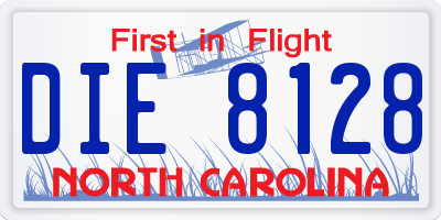 NC license plate DIE8128