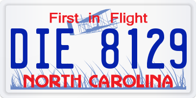 NC license plate DIE8129