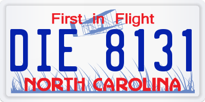 NC license plate DIE8131