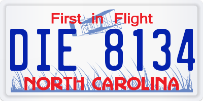 NC license plate DIE8134