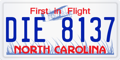 NC license plate DIE8137