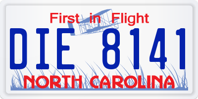 NC license plate DIE8141