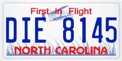 NC license plate DIE8145