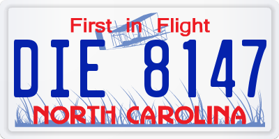 NC license plate DIE8147