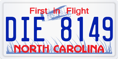 NC license plate DIE8149