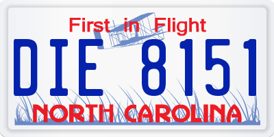 NC license plate DIE8151