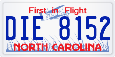 NC license plate DIE8152