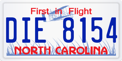 NC license plate DIE8154