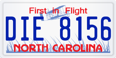 NC license plate DIE8156