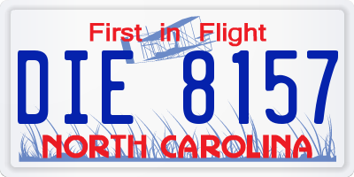 NC license plate DIE8157