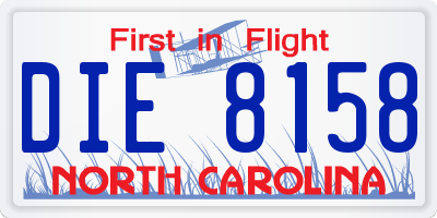 NC license plate DIE8158